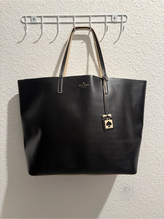 kate spade Handbags - kate spade Black Tote with Cream-Trim Handles and Spade Charm